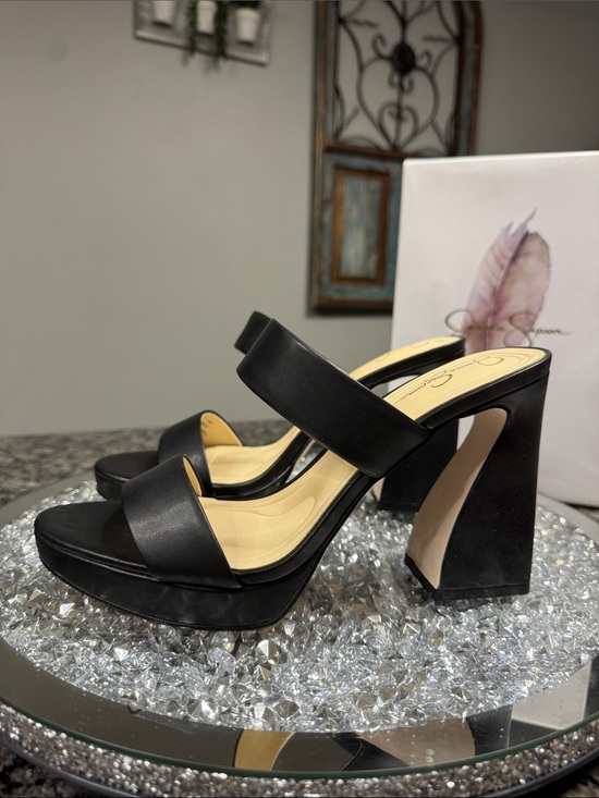 Jessica Simpson Shoes - Jessica Simpson Dizza Black Double-Band Platform Block Heels NEW 9.5